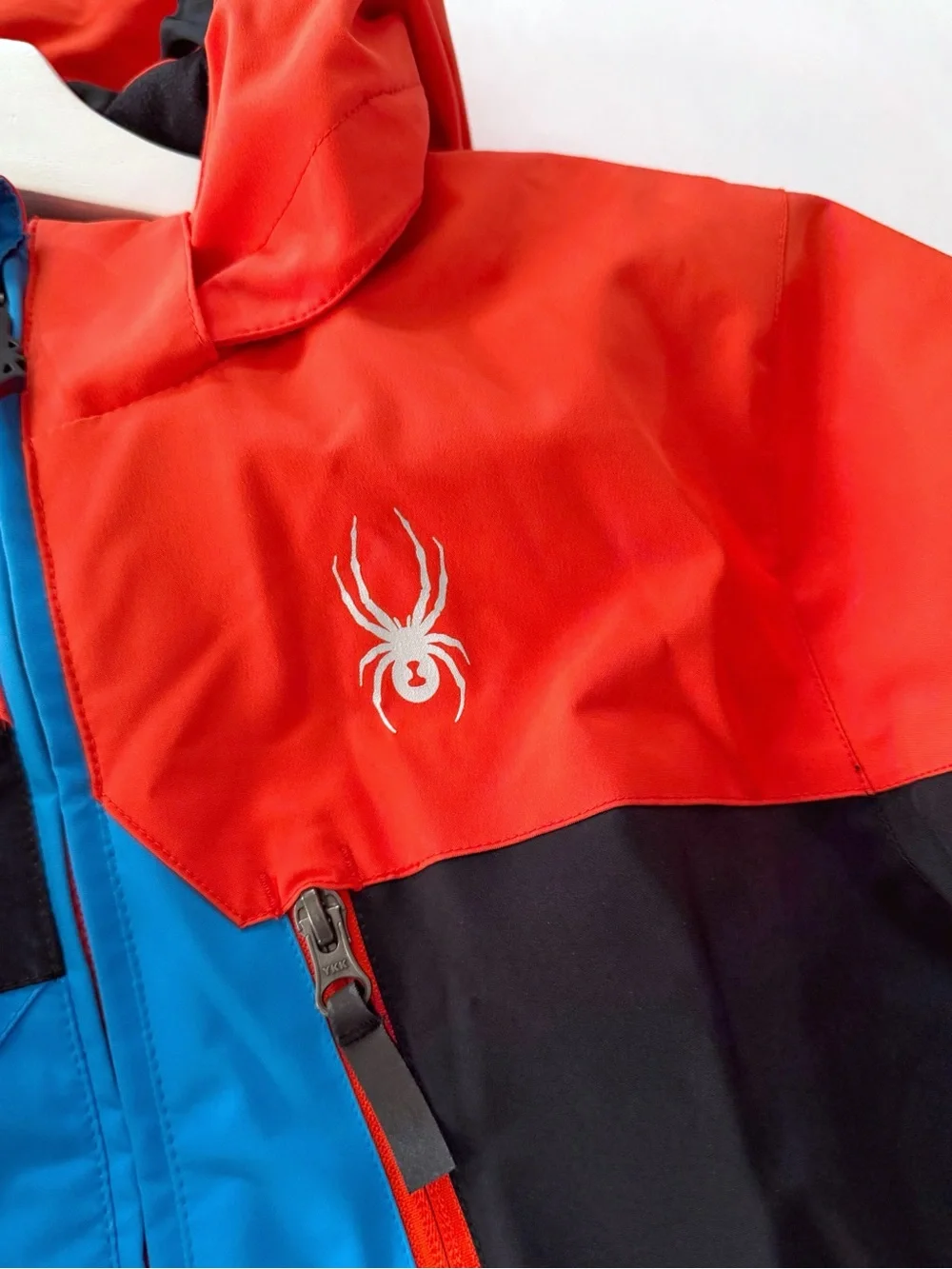 Spyder Boys 16 Blue Red Black Insulated Ski Jacket Hooded Sportswear Gorpcore